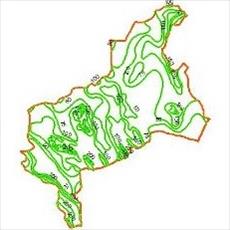 Precipitation contour map of Yazd